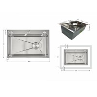Мийка для кухні інтегрована Handmade H6845 Brushed Steel 3,0/1,0 мм LDH6845BRU49455 Lidz LIDZ фото 1