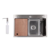 Мийка для кухні інтегрована Handmade H6845 Brushed Steel 3,0/1,0 мм LDH6845BRU49455 Lidz LIDZ