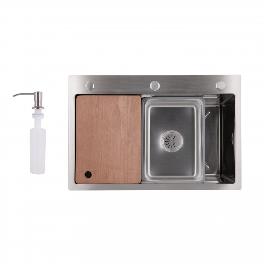 Мийка для кухні інтегрована Handmade H6845 Brushed Steel 3,0/1,0 мм LDH6845BRU49455 Lidz LIDZ