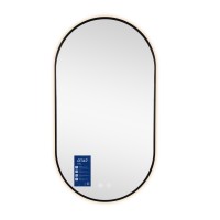 Дзеркало настінне Scorpio (SC1) 500x900 мм, овальне, з LED-підсвіткою Touch, антизапотіванням, димером, рег. темп. кольору (3000-6500K) Black Qtap QTAP фото 4