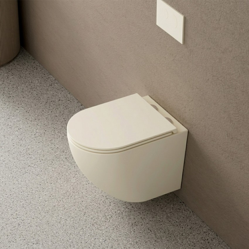DFL0460111MC Flow Унітаз підвісний 495x365x365mm з кришкою soft-close, Vortex Flush, матовий капучино (1 сорт) DEVIT