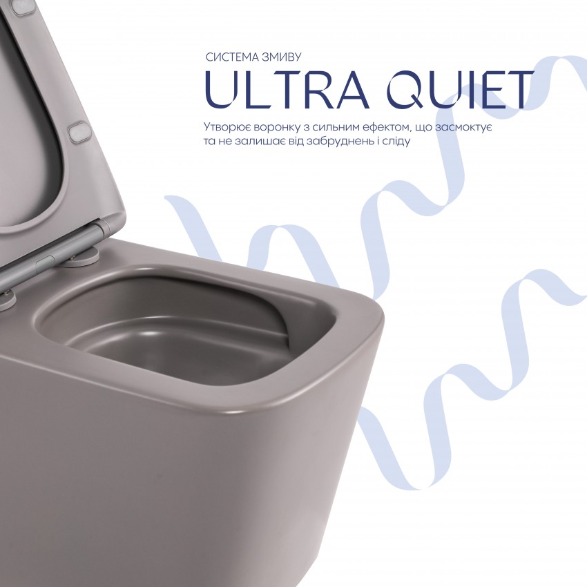 Унітаз підвісний Tern Ultra Quiet 520×345×325 мм, Stone grey, з сидінням Slim Duroplast / Soft-close / Quick Release QTTER26SG49000 Qtap QTAP фото 4