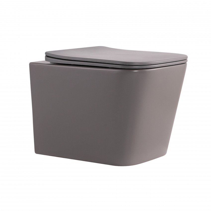 Унітаз підвісний Tern Ultra Quiet 520×345×325 мм, Stone grey, з сидінням Slim Duroplast / Soft-close / Quick Release QTTER26SG49000 Qtap QTAP