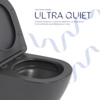 Унітаз підвісний Robin Ultra Quiet 520×365×340 мм, Anthracite, з сидінням Slim Duroplast / Soft-close / Quick Release QTROB26AN48995 Qtap QTAP фото 4