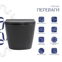 Унітаз підвісний Robin Ultra Quiet 520×365×340 мм, Anthracite, з сидінням Slim Duroplast / Soft-close / Quick Release QTROB26AN48995 Qtap QTAP фото 2