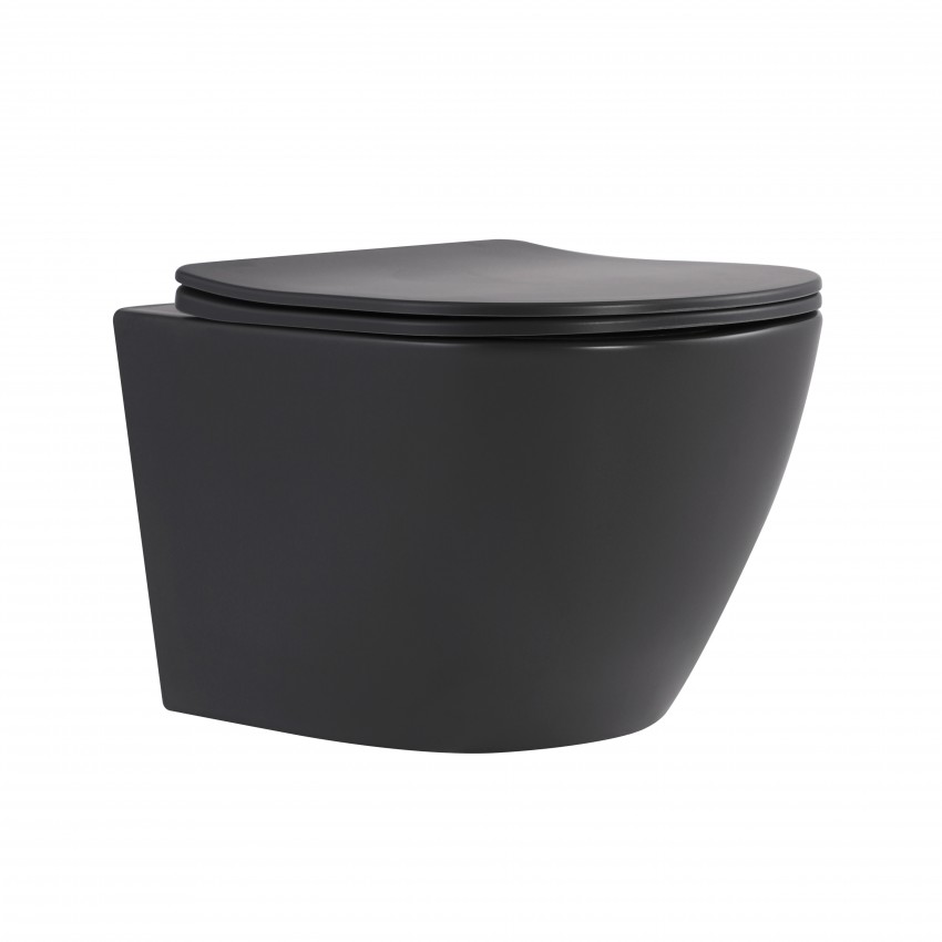 Унітаз підвісний Robin Ultra Quiet 520×365×340 мм, Anthracite, з сидінням Slim Duroplast / Soft-close / Quick Release QTROB26AN48995 Qtap QTAP