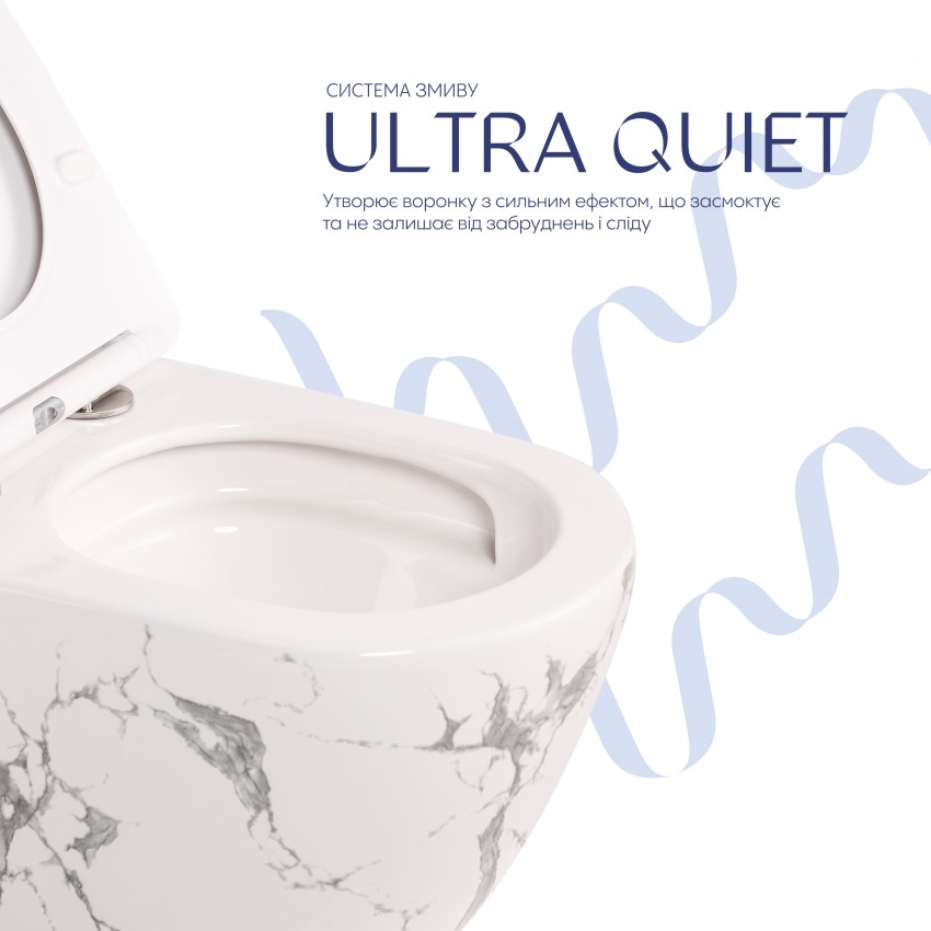 Унітаз підвісний Robin Ultra Quiet 520×365×340 мм, Marble, з сидінням Slim Duroplast / Soft-close / Quick Release QTROB26MR48998 Qtap QTAP фото 4