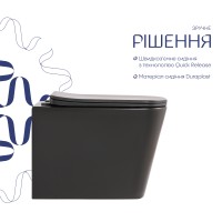 Унітаз підвісний Tern Ultra Quiet 520×345×325 мм, Anthracite, з сидінням Slim Duroplast / Soft-close / Quick Release QTTER26AN48999 Qtap QTAP фото 3