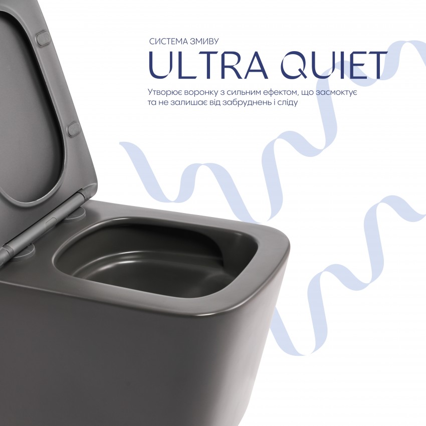 Унітаз підвісний Tern Ultra Quiet 520×345×325 мм, Anthracite, з сидінням Slim Duroplast / Soft-close / Quick Release QTTER26AN48999 Qtap QTAP фото 4
