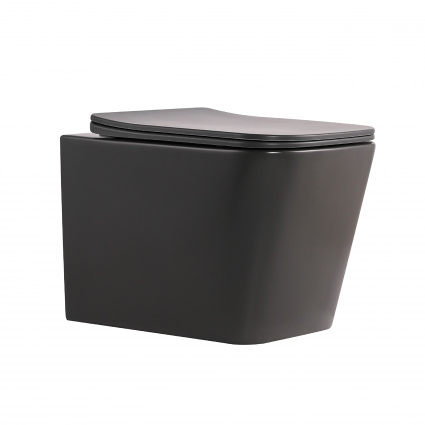 Унітаз підвісний Tern Ultra Quiet 520×345×325 мм, Anthracite, з сидінням Slim Duroplast / Soft-close / Quick Release QTTER26AN48999 Qtap QTAP