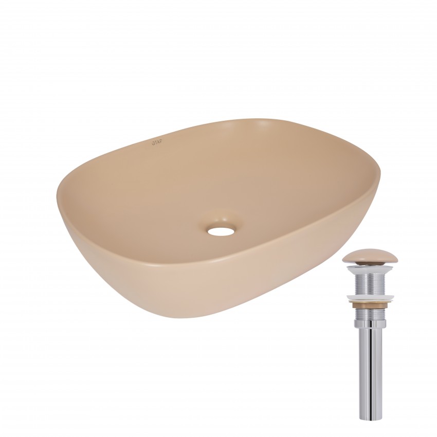 Раковина накладна Aquarius 470x380x120 мм, Beige, прямокутна, з донним клапаном QTAQA188SB49781 Qtap QTAP