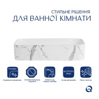 Раковина накладна Tern Раковина накладна 610x350x135 мм, Marble, прямокутна, з донним клапаном QTTER188MR49791 Qtap QTAP фото 2
