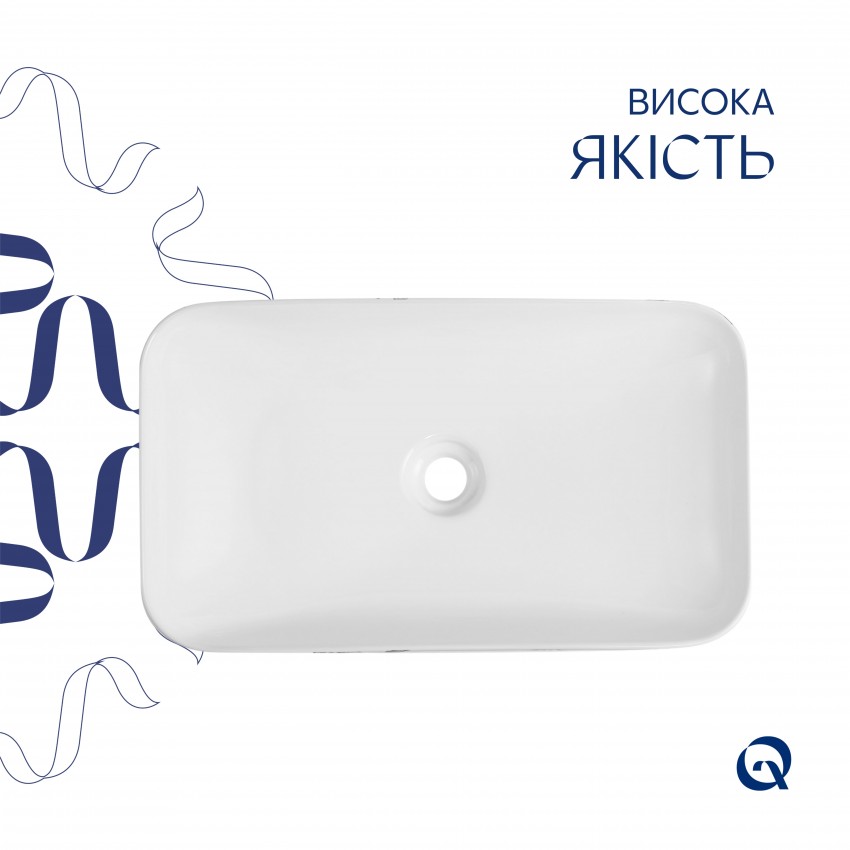 Раковина накладна Tern Раковина накладна 610x350x135 мм, Marble, прямокутна, з донним клапаном QTTER188MR49791 Qtap QTAP фото 3