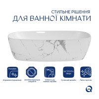Раковина накладна Cardinal 500х380х140 мм, Marble, прямокутна, з донним клапаном QTCAR188MR49826 Qtap QTAP фото 2