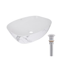 Раковина накладна Cardinal 500х380х140 мм, Marble, прямокутна, з донним клапаном QTCAR188MR49826 Qtap