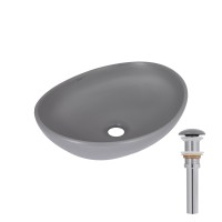Раковина накладна Dove 415x340x140 мм, Stone grey, овальна, з донним клапаном QTDOV188SG49783 Qtap