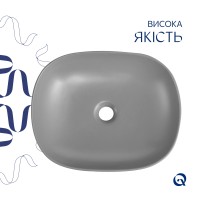 Раковина накладна Aquarius 470x380x120 мм, Stone grey, прямокутна, з донним клапаном QTAQA188SG49780 Qtap QTAP фото 3