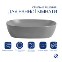 Раковина накладна Aquarius 470x380x120 мм, Stone grey, прямокутна, з донним клапаном QTAQA188SG49780 Qtap QTAP фото 2