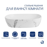 Раковина накладна Aquarius 470x380x120 мм, Marble, прямокутна, з донним клапаном QTAQA188MR49782 Qtap QTAP фото 2