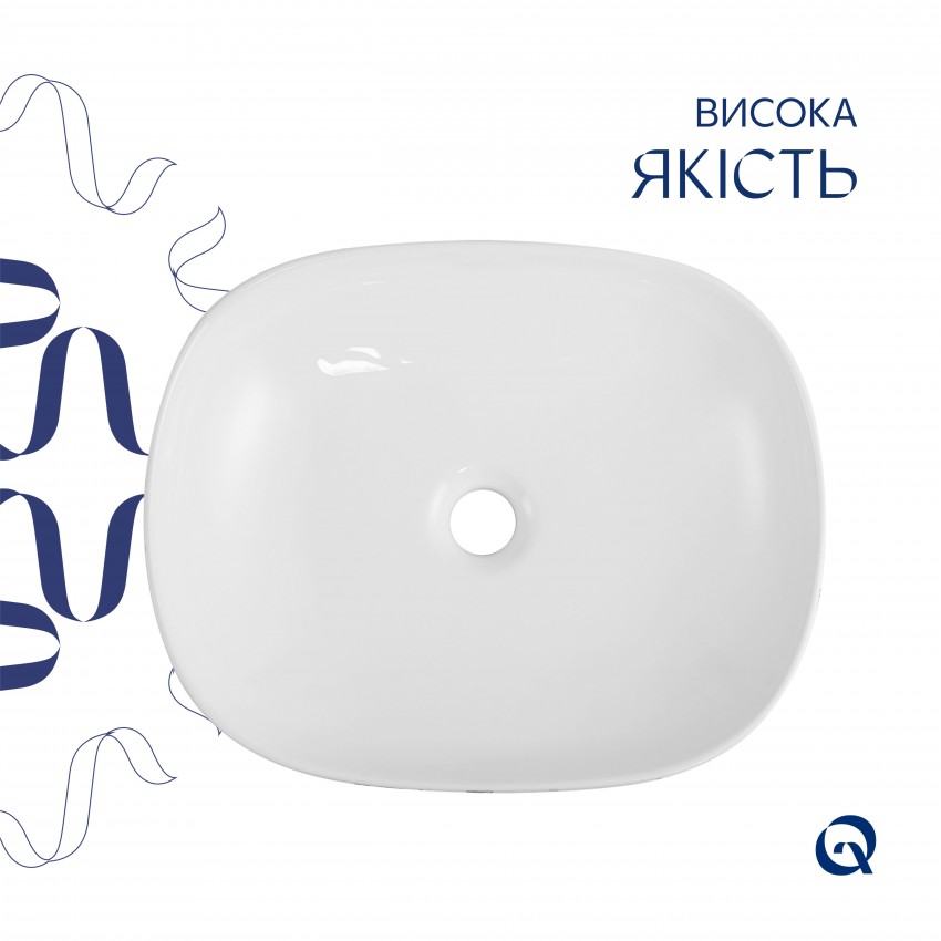 Раковина накладна Aquarius 470x380x120 мм, Marble, прямокутна, з донним клапаном QTAQA188MR49782 Qtap QTAP фото 3
