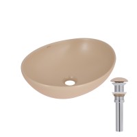 Раковина накладна Dove 415x340x140 мм, Beige, овальна, з донним клапаном QTDOV188SB49784 Qtap
