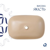 Раковина накладна Robin 600x390x150 мм, Beige, прямокутна, з донним клапаном QTROB188SB49787 Qtap QTAP фото 3