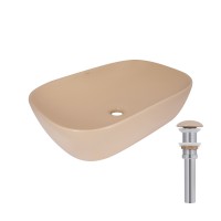 Раковина накладна Robin 600x390x150 мм, Beige, прямокутна, з донним клапаном QTROB188SB49787 Qtap