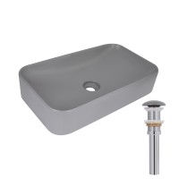 Раковина накладна Tern 610x350x135 мм, Stone grey, прямокутна, з донним клапаном QTTER188SG49789 Qtap