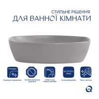 Раковина накладна Cardinal 500х380х140 мм, Stone grey, прямокутна, з донним клапаном QTCAR188SG49824 Qtap QTAP фото 2