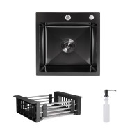 Акційний набір Lidz: мийка Handmade H4545 Black PVD Decor 2,5/0,5 мм + K01B Корзина для кухонной мойки LIDZ