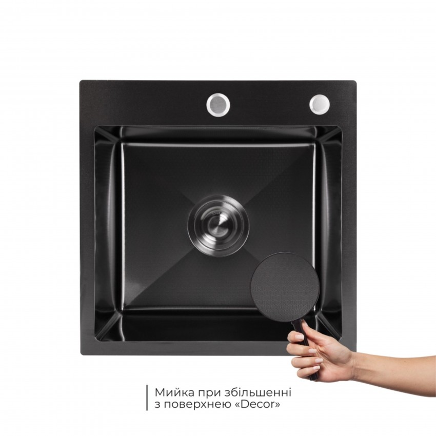 Акційний набір Lidz: мийка Handmade H4545 Black PVD Decor 2,5/0,5 мм + K01B Корзина для кухонной мойки LIDZ фото 4