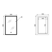 Дзеркало настінне Orion (OR2) 500х800 мм, прямокутне, з LED-підсвічуванням Touch, антизапотіванням, диммером, рег. яскравості Lidz LIDZ фото 1