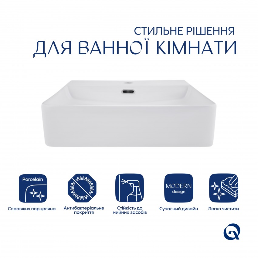 Комплект Qtap Nando LT: Раковина підвісна прамокутна 500х420х130 мм White + Донний клапан PU02O QTAP фото 2