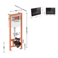 Комплект: Qtap Nest ST Інсталяція для унітазу 4 в 1 (Клавіша змиву 175х245х4 мм, Glass Black, лінійна) QTAP фото 1