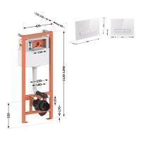 Комплект: Qtap Nest ST Інсталяція для унітазу 4 в 1 (Клавіша змиву 175х245х4 мм, Glass White, лінійна) QTAP фото 1