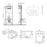 Готове рішення Qtap для ванної кімнати: підвісний унітаз Tern Ultra Quiet 525x345x360 + комплект інсталяції Nest 4 в 1 (кругла клавіша Chrome) QTAP фото 1