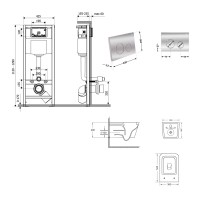 Готове рішення Qtap для ванної кімнати: підвісний унітаз Crow Ultra Quiet 520x360x290 + комплект інсталяції Nest 4 в 1 (кругла клавіша Chrome) QTAP фото 1
