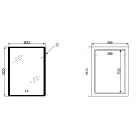 Дзеркало настінне Orion (OR2) 600х800 мм, прямокутне, з LED-підсвічуванням Touch, антизапотіванням, диммером, рег. яскравості Lidz LIDZ фото 1
