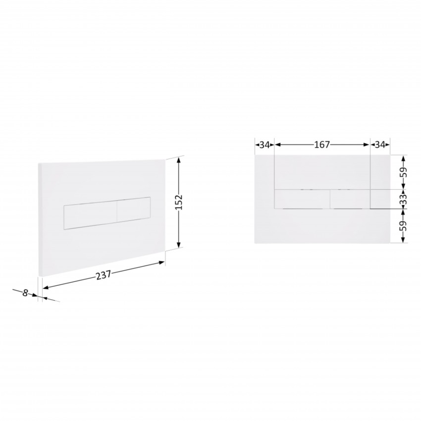 Клавіша змиву Standard 152x236x28 мм, White, лінійна QTSTD164W49471 Qtap QTAP фото 1