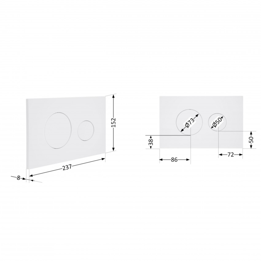 Клавіша змиву Standard 152x236x28 мм, White, кругла QTSTD164W49468 Qtap QTAP фото 1