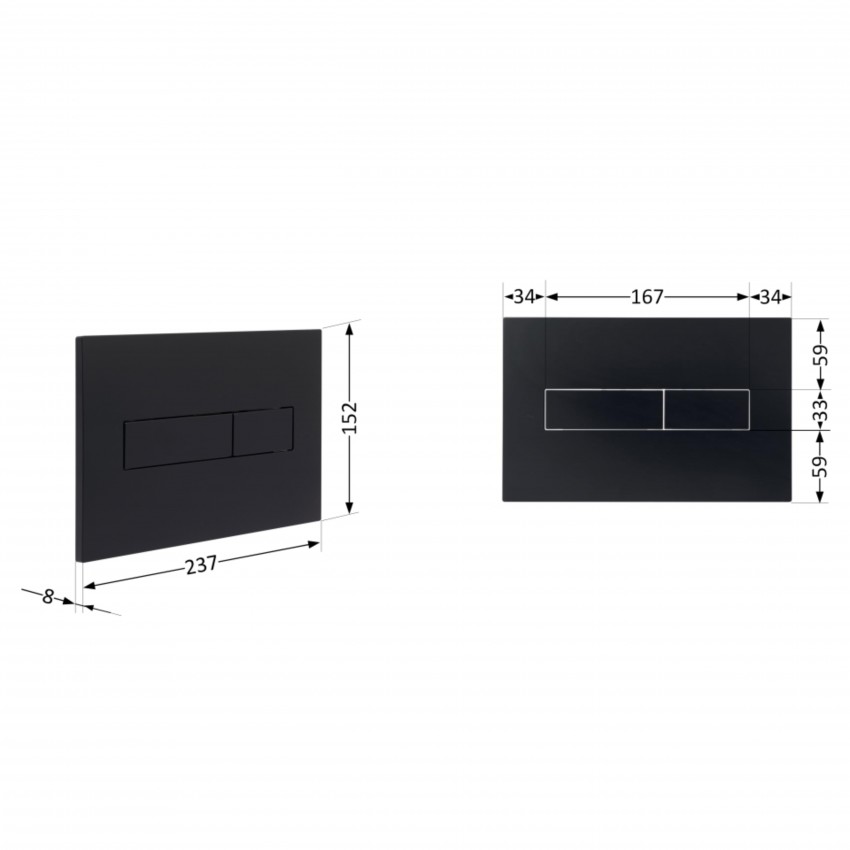 Клавіша змиву Standard 152x236x28 мм, Matt Black, лінійна QTSTD164BLM49473 Qtap QTAP фото 1