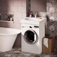 KICLAMISIF/00 Claro Mini Раковина на пральну машину, з литого (штучного) каменю 60х50 з мильницею + сифон та кронштейни 2шт, білий (1 сорт) PAA фото 3