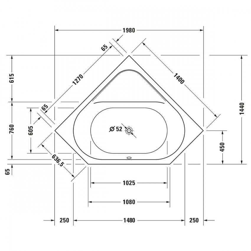 700137000000000 D-code  Ванна 1400x1400mm (1 сорт) DURAVIT фото 4