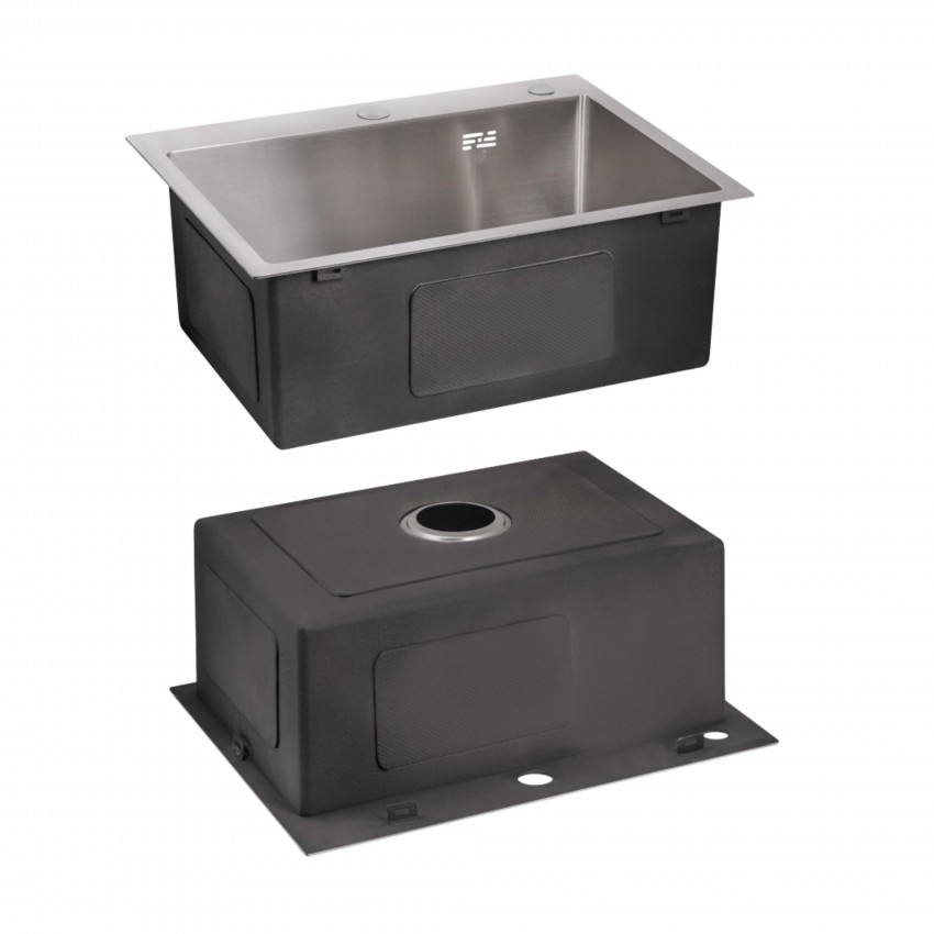 Акційний набір Lidz: мийка H5045 інтегрована Brushed Steel 3,0/1,0 мм + Змішувач Aria для кухні з гнучким виливом (k35) Grey LIDZ фото 3