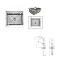 Акційний набір Lidz: мийка H6050H інтегрована Decor Honeycomb 2,5/0,5 мм LDH6050DEC48370 + Змішувач Aria для кухні з гнучким виливом (k35) Grey LIDZ фото 1