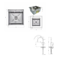 Акційний набір Lidz: мийка H5050H інтегрована Decor Honeycomb 2,5/0,5 мм LDH5050DEC48365 + Змішувач Aria для кухні з гнучким виливом (k35) Grey LIDZ фото 1