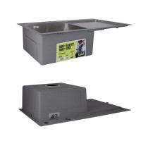 Акційний набір Lidz: мийка H7849R інтегрована крило справа Brushed Steel 3,0/1,0 мм + Змішувач Aria для кухні з гнучким виливом (k35) Grey LIDZ фото 3