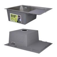Акційний набір Lidz: мийка H6350R інтегрована крило справа Brushed Steel 3,0/1,0 мм + Змішувач Aria для кухні з гнучким виливом (k35) Grey LIDZ фото 3