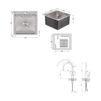 Акційний набір Lidz: мийка H5050 інтегрована Brushed Steel 3,0/1,0 мм + Змішувач Aria для кухні з гнучким виливом (k35) Grey LIDZ фото 1