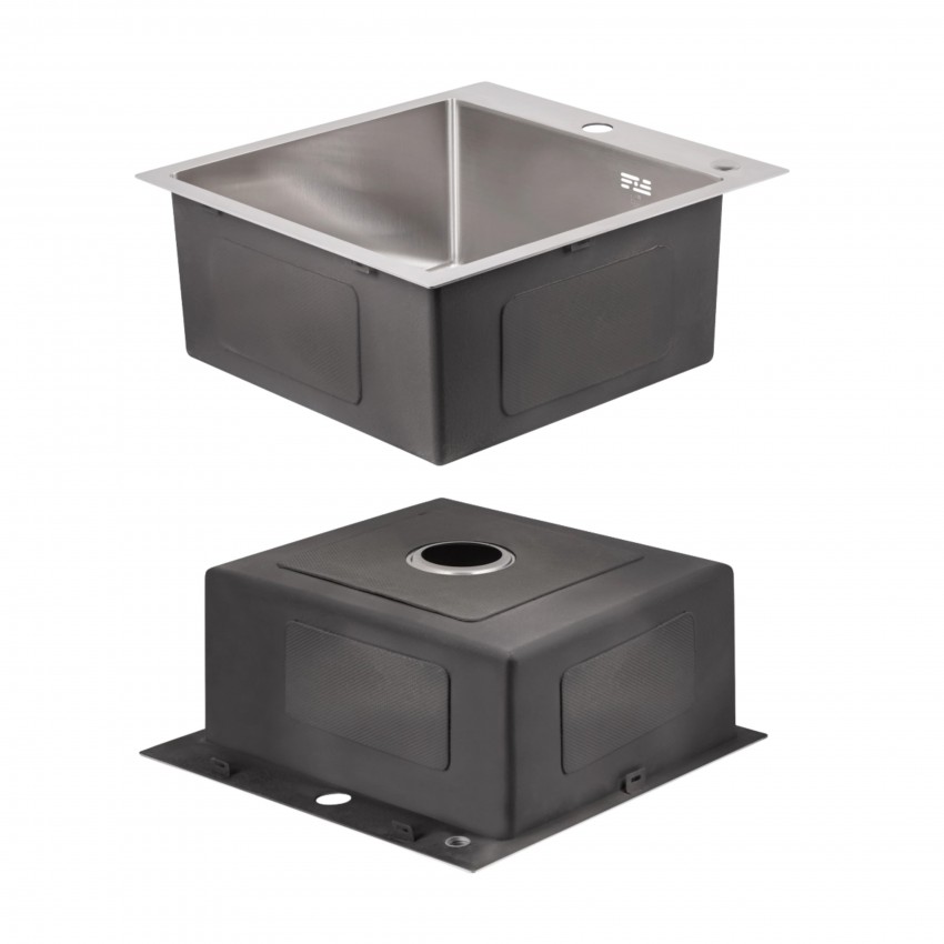 Акційний набір Lidz: мийка H5050 інтегрована Brushed Steel 3,0/1,0 мм + Змішувач Aria для кухні з гнучким виливом (k35) Grey LIDZ фото 3
